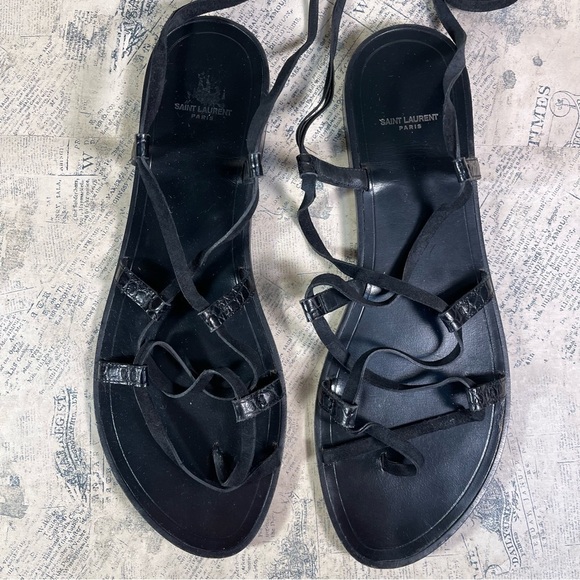 Saint Laurent Paris made in Italy tie up greek sandals - Picture 2 of 10